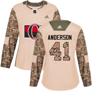 Women's Ottawa Senators #41 Craig Anderson Camo Authentic 2017 Veterans Day Stitched NHL Jersey