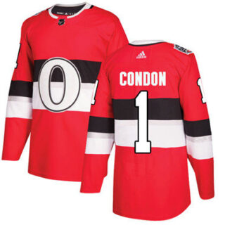 Youth Ottawa Senators #1 Mike Condon Red Authentic 2017 100 Classic Stitched NHL Jersey