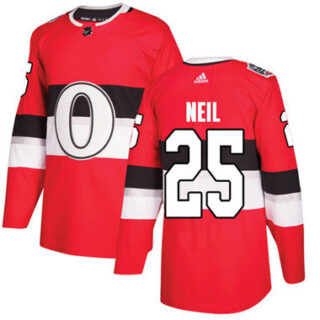 Youth Ottawa Senators #25 Chris Neil Red Authentic 2017 100 Classic Stitched NHL Jersey