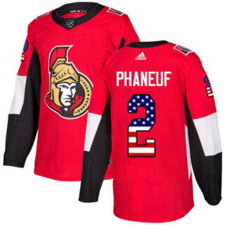 Youth Ottawa Senators #2 Dion Phaneuf Red Home Authentic USA Flag Stitched NHL Jersey