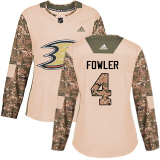Women's Anaheim Ducks #4 Cam Fowler Camo Authentic 2017 Veterans Day Stitched NHL Jersey