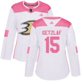 Women's Anaheim Ducks #15 Ryan Getzlaf White Pink Authentic Fashion Stitched NHL Jersey