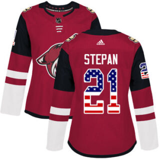 Women's Arizona Coyotes #21 Derek Stepan Maroon Home Authentic USA Flag Stitched NHL Jersey