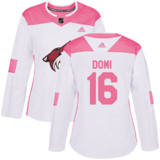 Women's Arizona Coyotes #16 Max Domi White Pink Authentic Fashion Stitched NHL Jersey