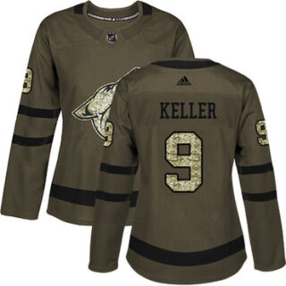 Women's Arizona Coyotes #9 Clayton Keller Green Salute to Service Stitched NHL Jersey