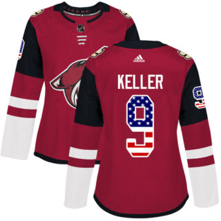 Women's Arizona Coyotes #9 Clayton Keller Maroon Home Authentic USA Flag Stitched NHL Jersey
