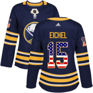 Women's Buffalo Sabres #15 Jack Eichel Navy Blue Home Authentic USA Flag Stitched NHL Jersey