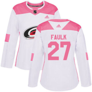 Women's Carolina Hurricanes #27 Justin Faulk White Pink Authentic Fashion Stitched NHL Jersey