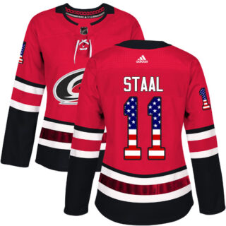 Women's Carolina Hurricanes #11 Jordan Staal Red Home Authentic USA Flag Stitched NHL Jersey