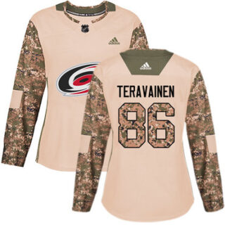Women's Carolina Hurricanes #86 Teuvo Teravainen Camo Authentic 2017 Veterans Day Stitched NHL Jersey