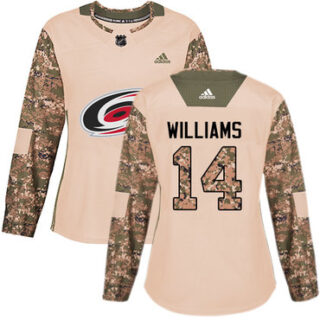 Women's Carolina Hurricanes #14 Justin Williams Camo Authentic 2017 Veterans Day Stitched NHL Jersey