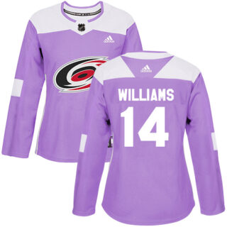 Women's Carolina Hurricanes #14 Justin Williams Purple Authentic Fights Cancer Stitched NHL Jersey