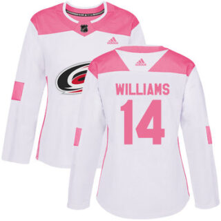 Women's Carolina Hurricanes #14 Justin Williams White Pink Authentic Fashion Stitched NHL Jersey