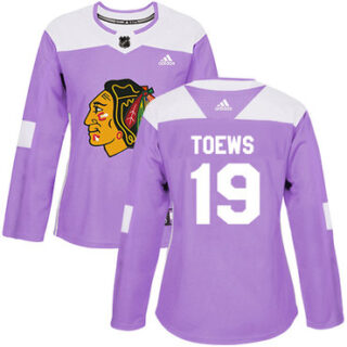 Women's Chicago Blackhawks #19 Jonathan Toews Purple Authentic Fights Cancer Stitched NHL Jersey