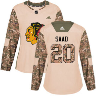 Women's Chicago Blackhawks #20 Brandon Saad Camo Authentic 2017 Veterans Day Stitched NHL Jersey