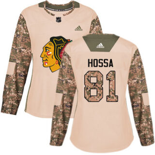 Women's Chicago Blackhawks #81 Marian Hossa Camo Authentic 2017 Veterans Day Stitched NHL Jersey