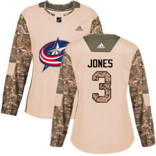 Women's Columbus Blue Jackets #3 Seth Jones Camo Authentic 2017 Veterans Day Stitched NHL Jersey
