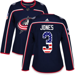 Women's Columbus Blue Jackets #3 Seth Jones Navy Blue Home Authentic USA Flag Stitched NHL Jersey