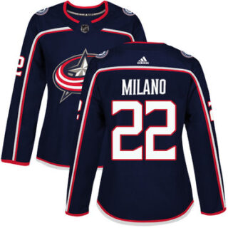 Women's Columbus Blue Jackets #22 Sonny Milano Navy Blue Home Authentic Stitched NHL Jersey