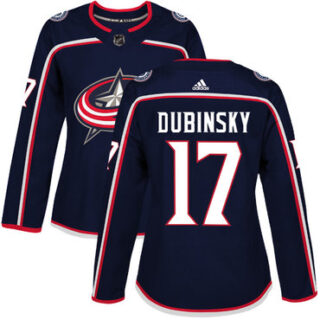 Women's Columbus Blue Jackets #17 Brandon Dubinsky Navy Blue Home Authentic Stitched NHL Jersey