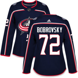 Women's Columbus Blue Jackets #72 Sergei Bobrovsky Navy Blue Home Authentic Stitched NHL Jersey