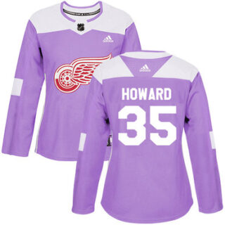 Women's Detroit Red Wings #35 Jimmy Howard Purple Authentic Fights Cancer Stitched NHL Jersey