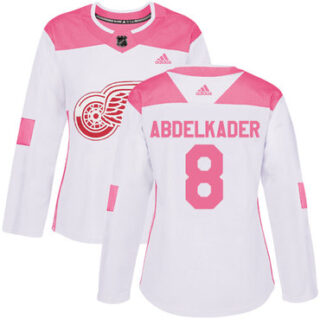 Women's Detroit Red Wings #8 Justin Abdelkader White Pink Authentic Fashion Stitched NHL Jersey