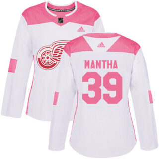 Women's Detroit Red Wings #39 Anthony Mantha White Pink Authentic Fashion Stitched NHL Jersey