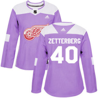 Women's Detroit Red Wings #40 Henrik Zetterberg Purple Authentic Fights Cancer Stitched NHL Jersey