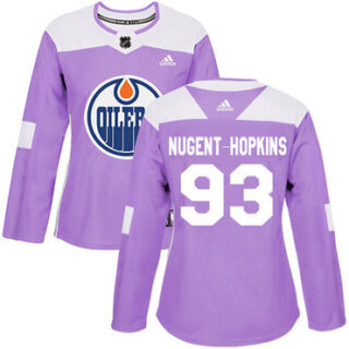 Women's Edmonton Oilers #93 Ryan Nugent-Hopkins Purple Authentic Fights Cancer Stitched NHL Jersey