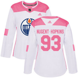 Women's Edmonton Oilers #93 Ryan Nugent-Hopkins White Pink Authentic Fashion Stitched NHL Jersey