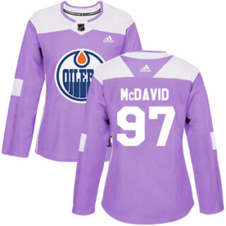 Women's Edmonton Oilers #97 Connor McDavid Purple Authentic Fights Cancer Stitched NHL Jersey