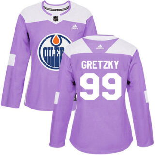 Women's Edmonton Oilers #99 Wayne Gretzky Purple Authentic Fights Cancer Stitched NHL Jersey
