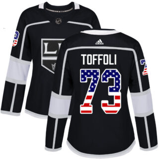 Women's Los Angeles Kings #73 Tyler Toffoli Black Home Authentic USA Flag Stitched NHL Jersey