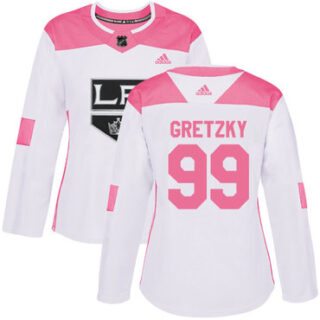 Women's Los Angeles Kings #99 Wayne Gretzky White Pink Authentic Fashion Stitched NHL Jersey