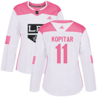 Women's Los Angeles Kings #11 Anze Kopitar White Pink Authentic Fashion Stitched NHL Jersey