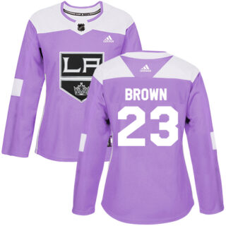 Women's Los Angeles Kings #23 Dustin Brown Purple Authentic Fights Cancer Stitched NHL Jersey