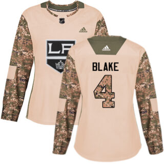 Women's Los Angeles Kings #4 Rob Blake Camo Authentic 2017 Veterans Day Stitched NHL Jersey