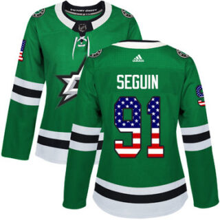Women's Dallas Stars #91 Tyler Seguin Green Home Authentic USA Flag Stitched NHL Jersey