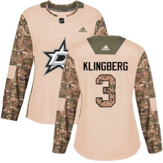 Women's Dallas Stars #3 John Klingberg Camo Authentic 2017 Veterans Day Stitched NHL Jersey