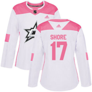 Women's Dallas Stars #17 Devin Shore White Pink Authentic Fashion Stitched NHL Jersey