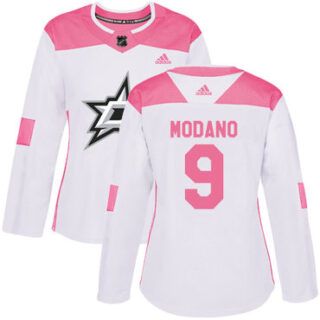 Women's Dallas Stars #9 Mike Modano White Pink Authentic Fashion Stitched NHL Jersey