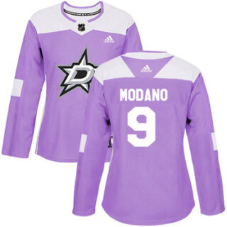 Women's Dallas Stars #9 Mike Modano Purple Authentic Fights Cancer Stitched NHL Jersey