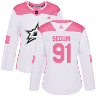 Women's Dallas Stars #91 Tyler Seguin White Pink Authentic Fashion Stitched NHL Jersey