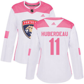 Women's Florida Panthers #11 Jonathan Huberdeau White Pink Authentic Fashion Stitched NHL Jersey