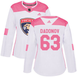 Women's Florida Panthers #63 Evgenii Dadonov White Pink Authentic Fashion Stitched NHL Jersey