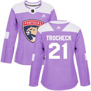 Women's Florida Panthers #21 Vincent Trocheck Purple Authentic Fights Cancer Stitched NHL Jersey