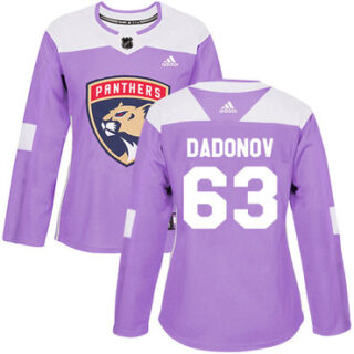 Women's Florida Panthers #63 Evgenii Dadonov Purple Authentic Fights Cancer Stitched NHL Jersey