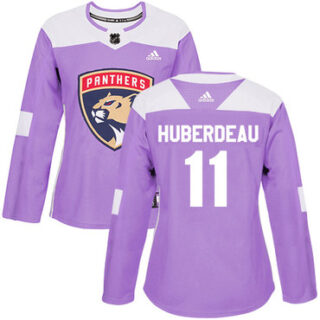 Women's Florida Panthers #11 Jonathan Huberdeau Purple Authentic Fights Cancer Stitched NHL Jersey