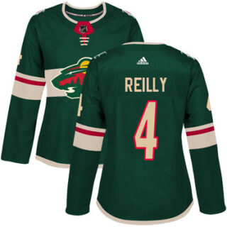 Women's Minnesota Wild #4 Mike Reilly Green Home Authentic Stitched NHL Jersey